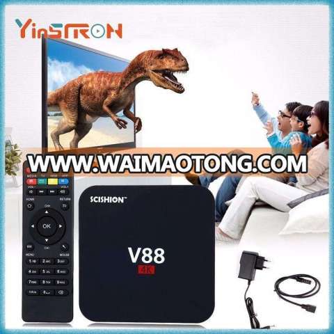 Cheapest V88 4K Android 6.0 Smart TV Box Rockchip RK3229 1G/8G WiFi Full Loaded Kodi 16.1 SCISHION V88 TV Box